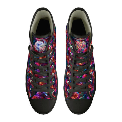 Floral Dragons, Women's High Top Canvas Shoes