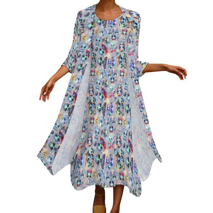 6 Alien Designs, Women’s Long Dress with Cardigan