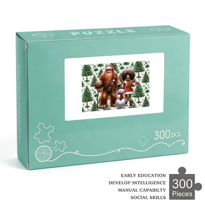 Sasquatch Snowman & Girl 1 300pcs Horizontal Wooden Jigsaw Puzzles