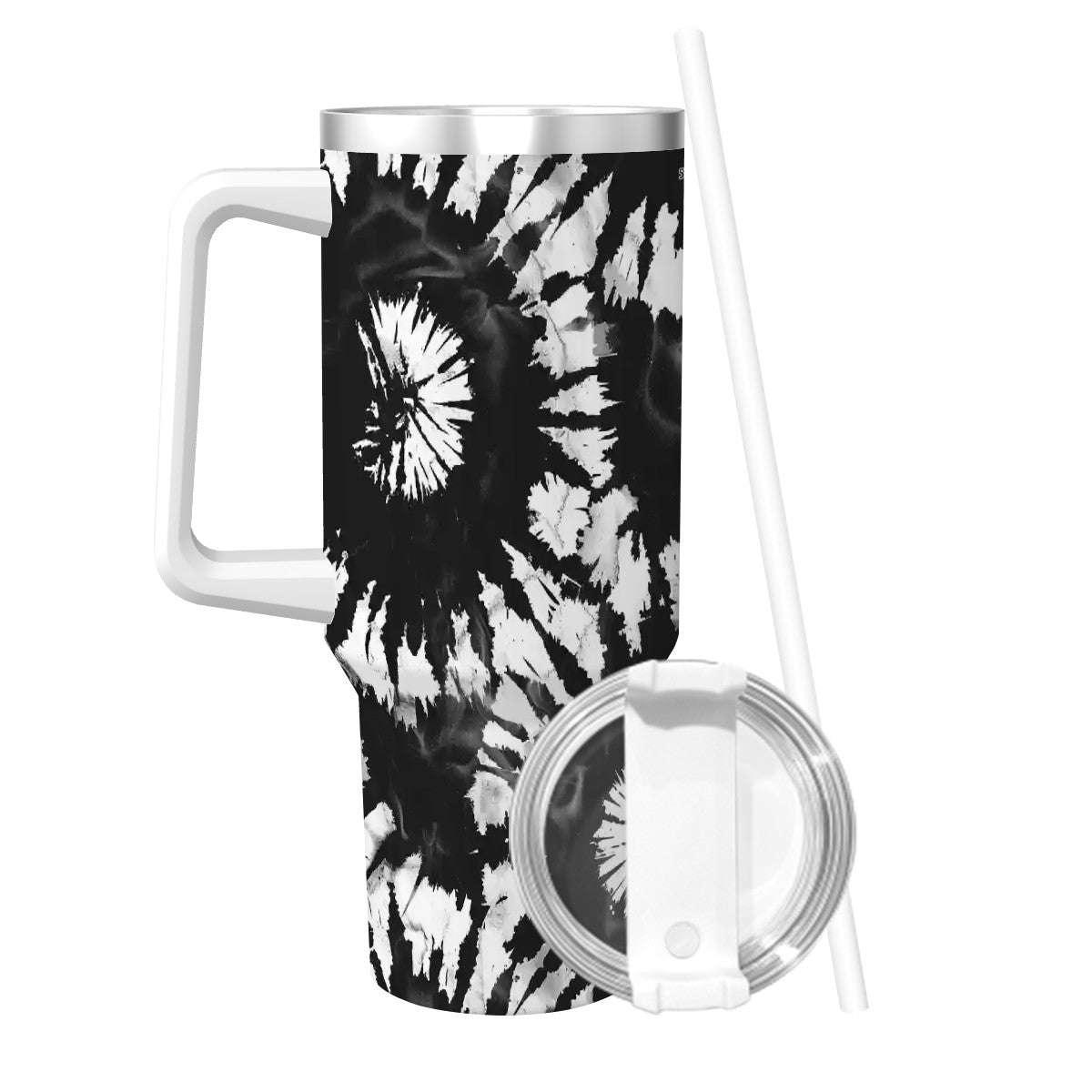 Tie Dye Themed 40 oz Travel Coffee Mugs with a Straw