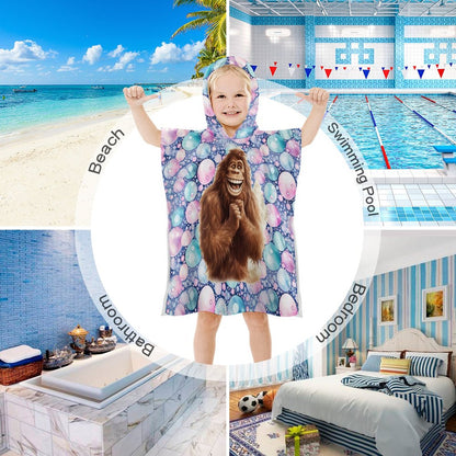 Bigfoot, Sasquatch Themed, Hooded Terry Cloth Pullover Towel for Kids, Children