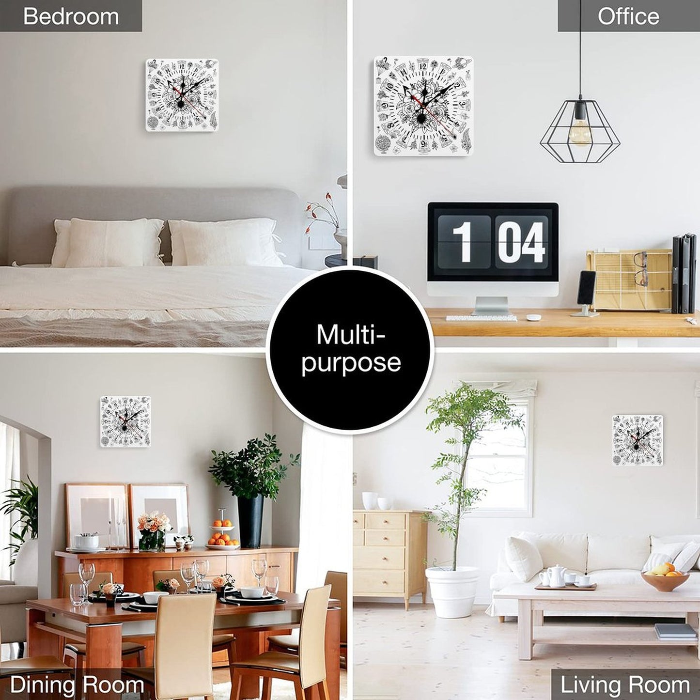 Flowers Square Wall Clock