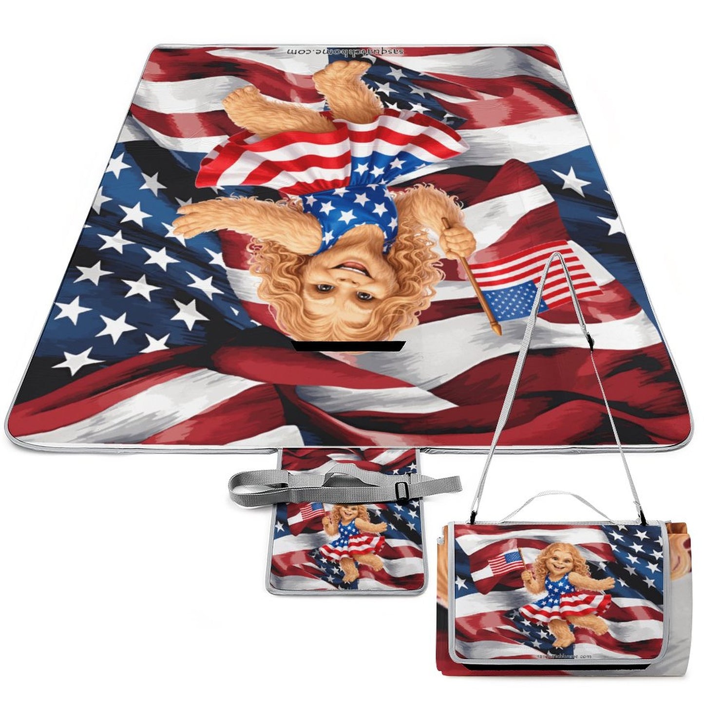 Foldable Zipper Picnic Mat- Blanket 58”x58” w/ Carry Straps
