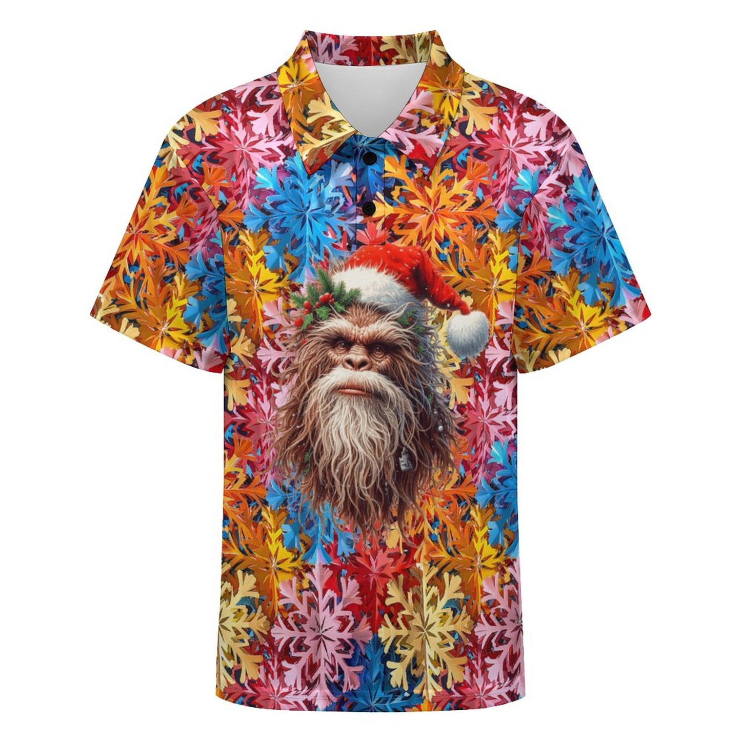 Santa Bigfoot / Sasquatch Santa, Kids Button Down Polo Shirt