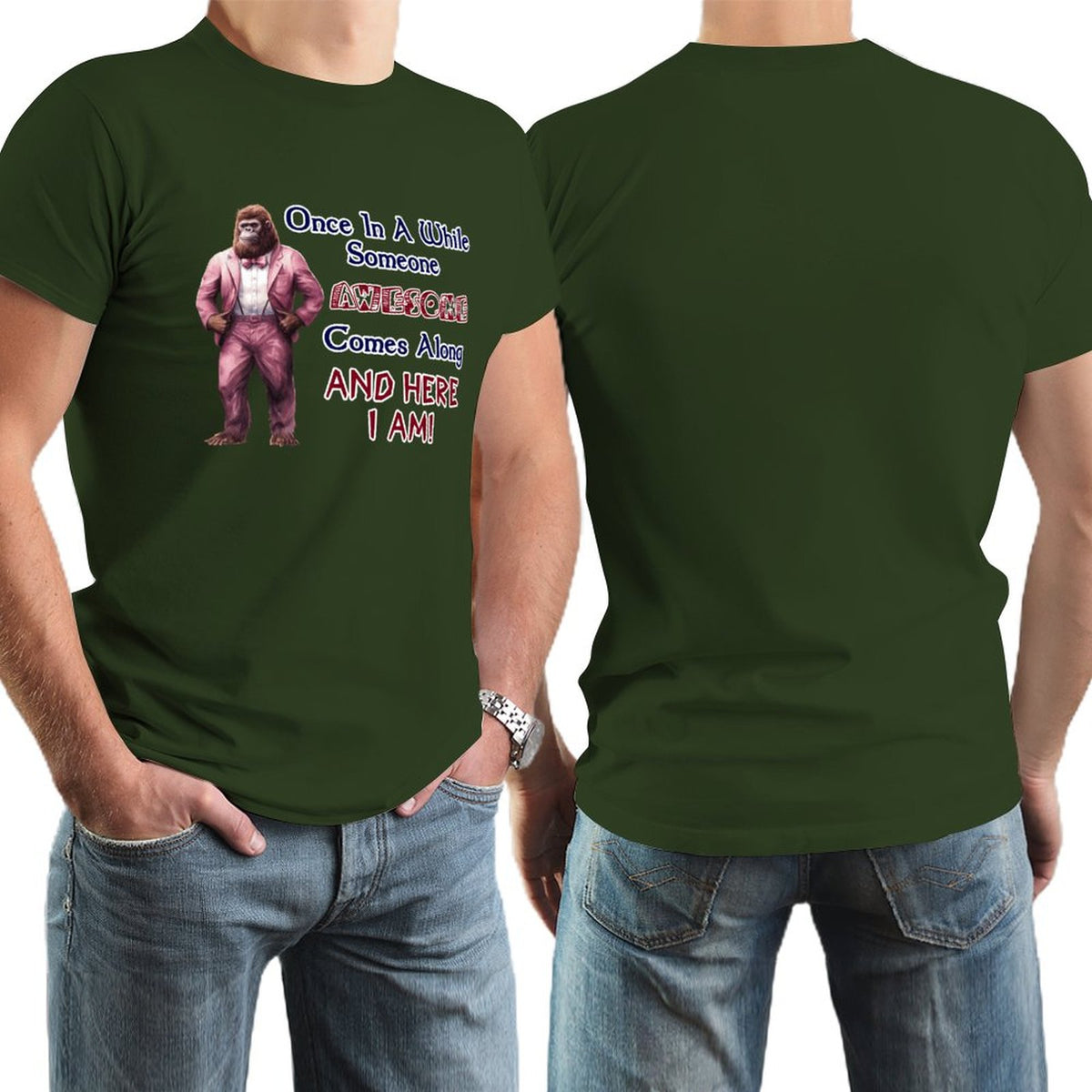 Sasquatch, Bigfoot "Once is a while...", Cotton Short Sleeve T-shirt