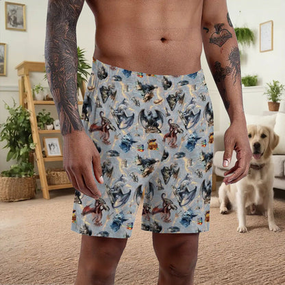 10 Misc Designs, Men’s Polyester, pocketed, pajama Shorts