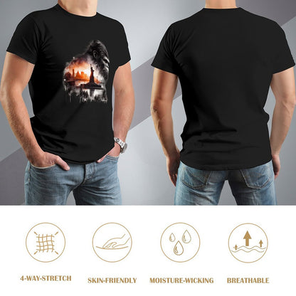 Bigfoot, Sasquatch, Statue of Liberty, Short Sleeve Cotton T-shirt