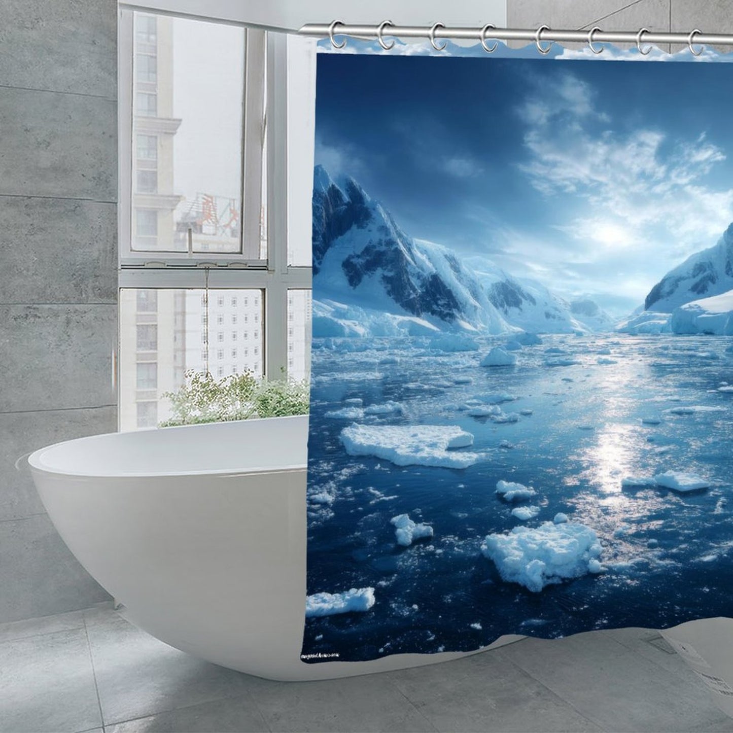 Arctic Beauty Waterproof Polyester Shower Curtain – Made in the USA – 70.8x70.8”