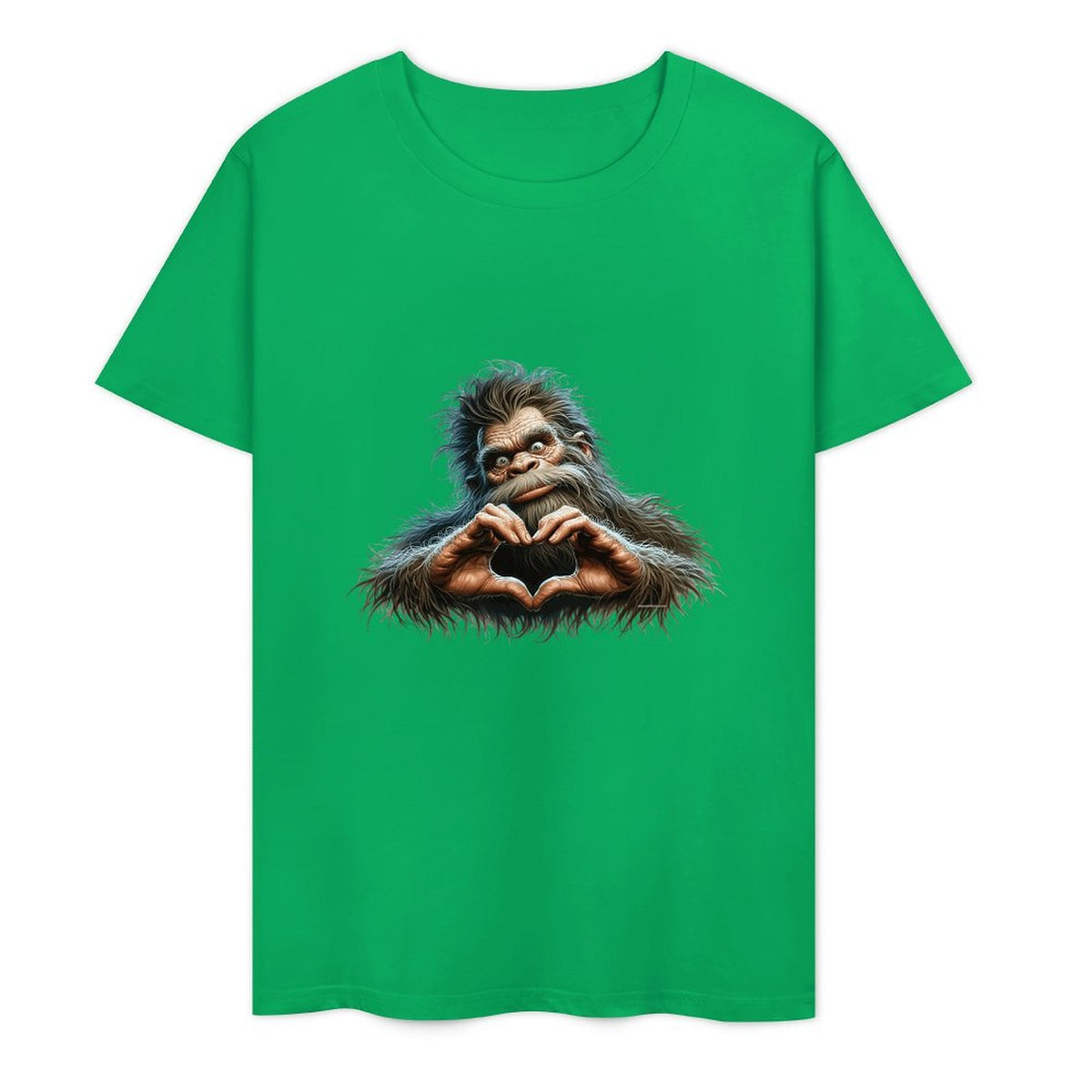 Bigfoot - Sasquatch Heart Hands Short Sleeve Cotton T-Shirt