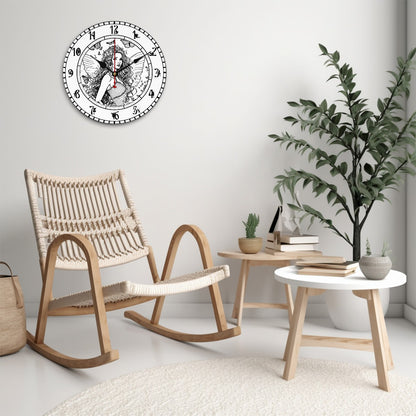 Fairy Themed, Round Wooden Wall Clock