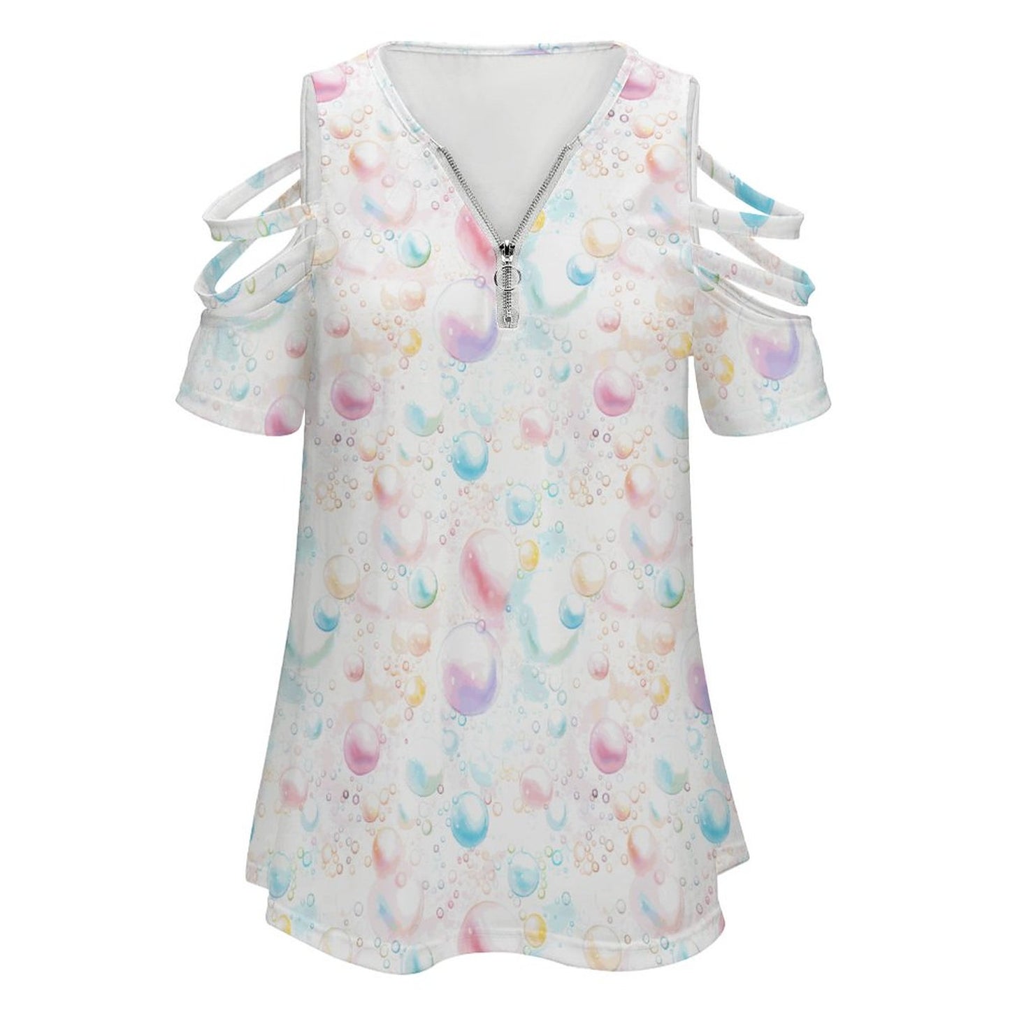 Women's Bubbles Custom Zipper T-Shirts