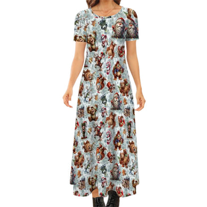 21 Sasquatch/ Bigfoot Designs Crew Neck Short Sleeve Maxi Dress