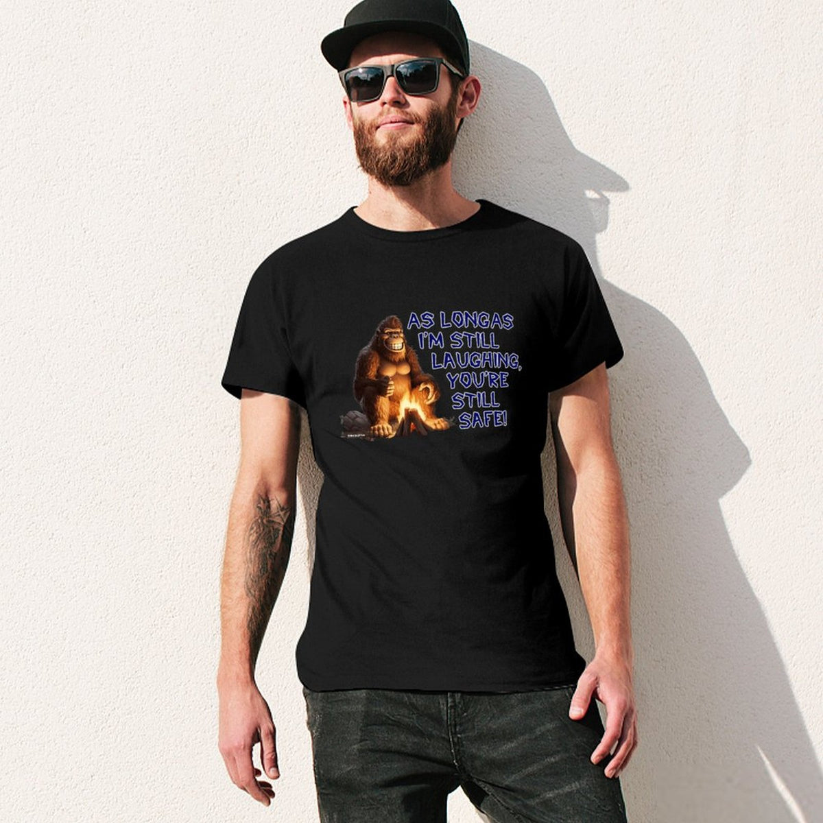 "As long as I'm still laughing...", Sasquatch, Bigfoot, Cotton Short Sleeve T-shirt