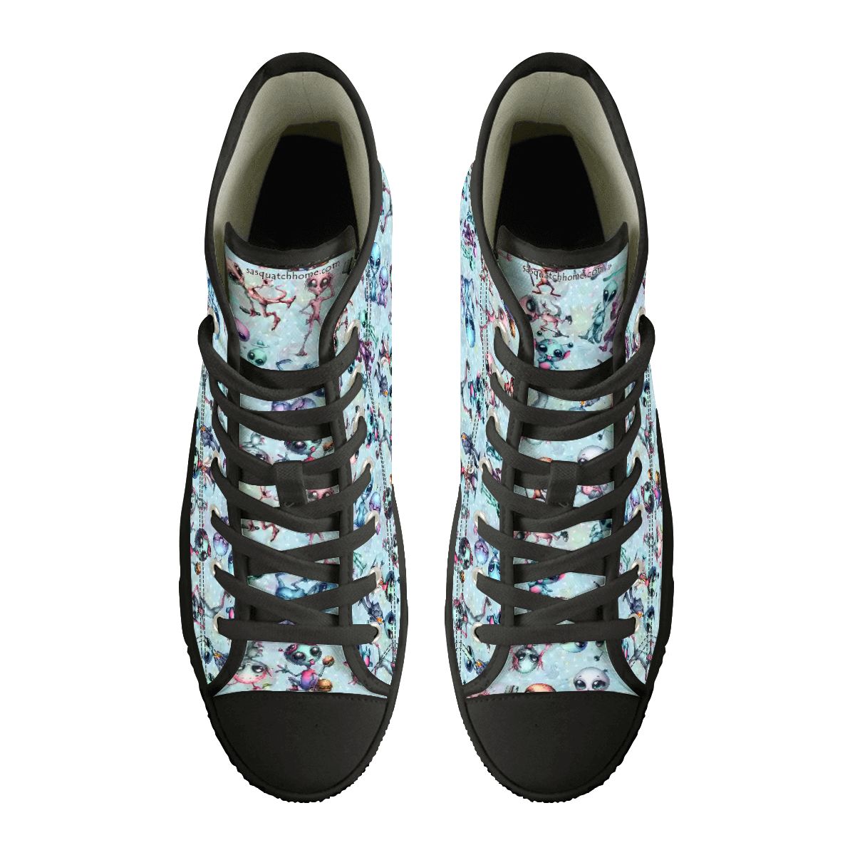 6 Alien Designs, Women's High Top Canvas Shoes