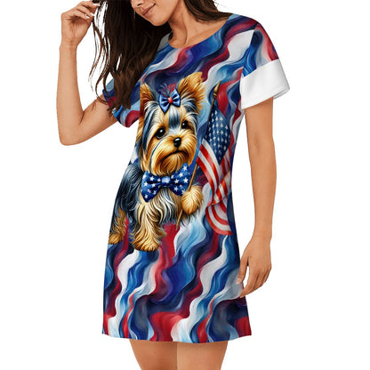 Patriot Puppy, Women’s Loose Fit Short Sleeve Night Gown