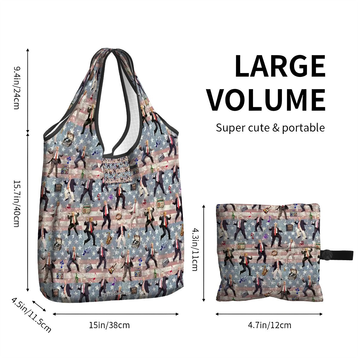20 Donald Trump Designs, Reusable, Folding Grocery Bags