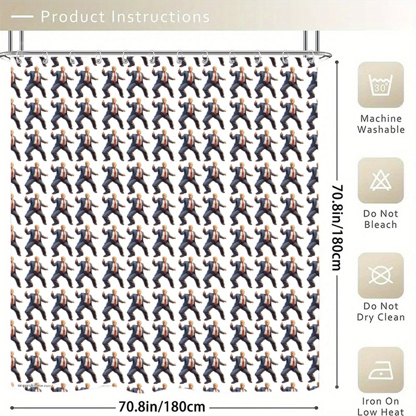 20 Donald Trump Designs, Waterproof Polyester Shower Curtain – Made in the USA – 70.8x70.8”