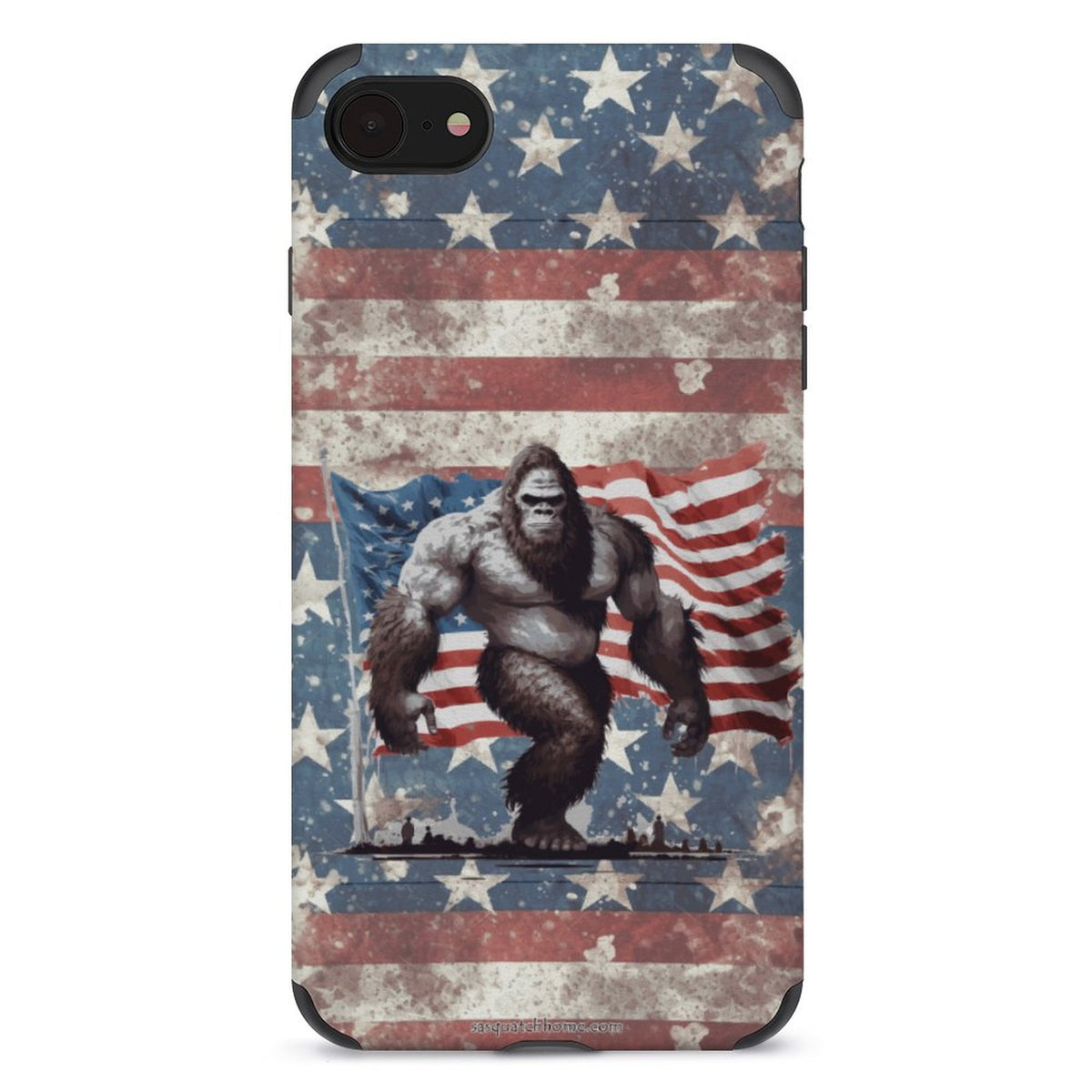 Bigfoot Sasquatch With Flag, Microfiber iPhone 11 Cases