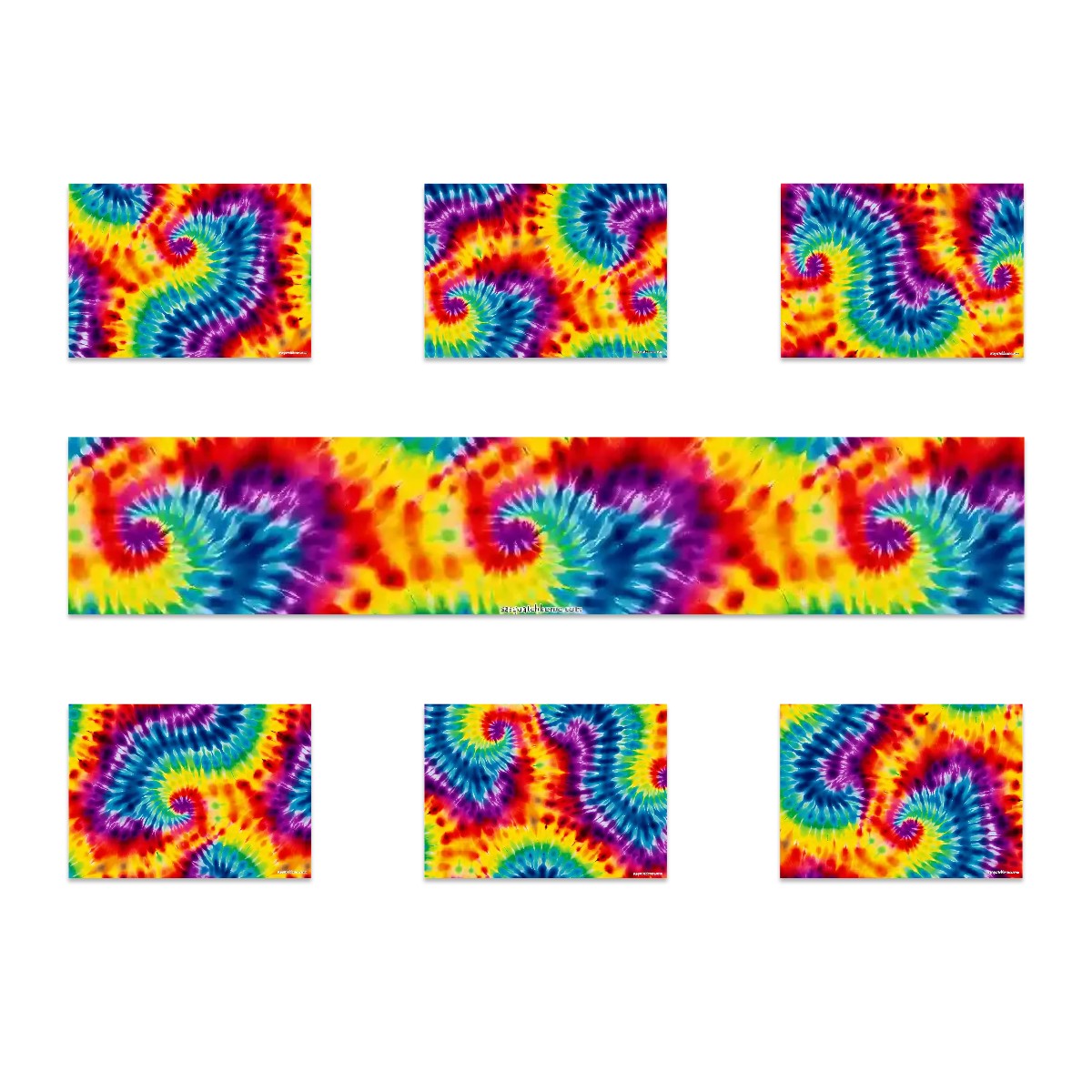 Tie-Dye Themed Table Runner, Placemats Set 7 Pieces