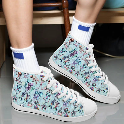 6 Alien Designs, Women's High Top Canvas Shoes