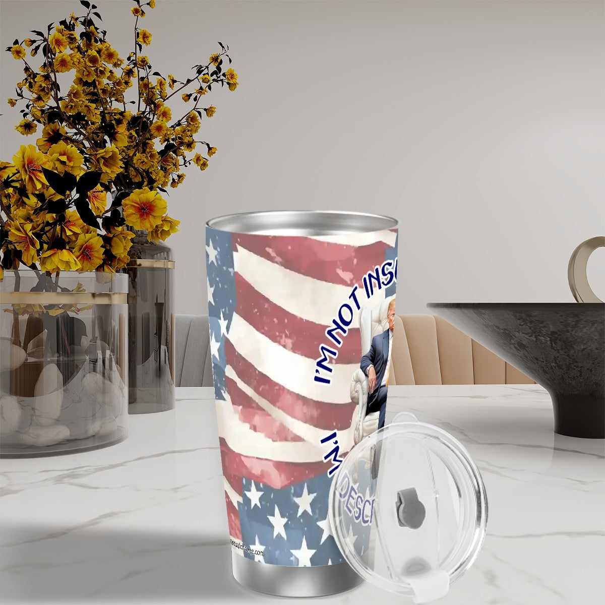 Donald Trump, 20 oz Travel Coffee Mug w/ Straw & Brush Options