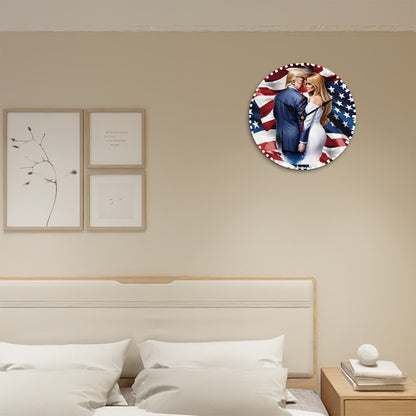 Donald & Melania Trump, Wooden Wall Clock- Made in USA