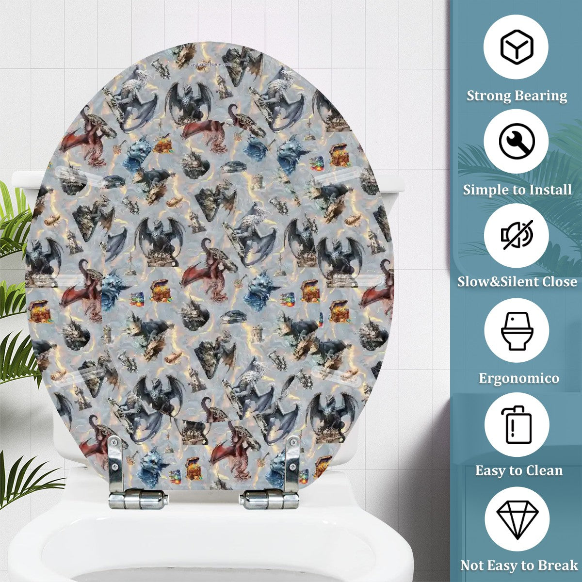 Dragon On Red, Universal Toilet Seat, Dragon toilet seat / Cover