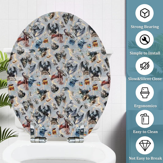 Dragon On Red, Universal Toilet Seat, Dragon toilet seat / Cover