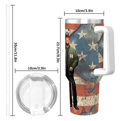 Trump "They Call You Trash" Themed 40 oz Travel Coffee Mug with a Straw