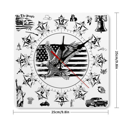 Patriotic Square Wall Clock- Made in USA