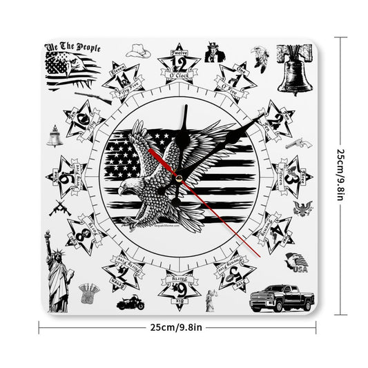 Patriotic Square Wall Clock- Made in USA