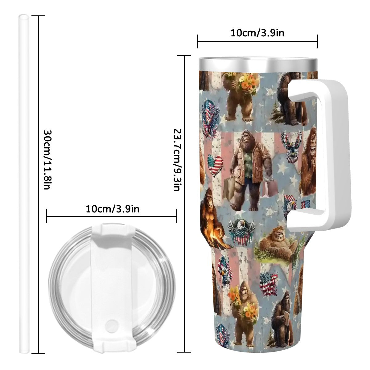 Sasquatch Themed 40 oz Travel Coffee Mug with a Straw
