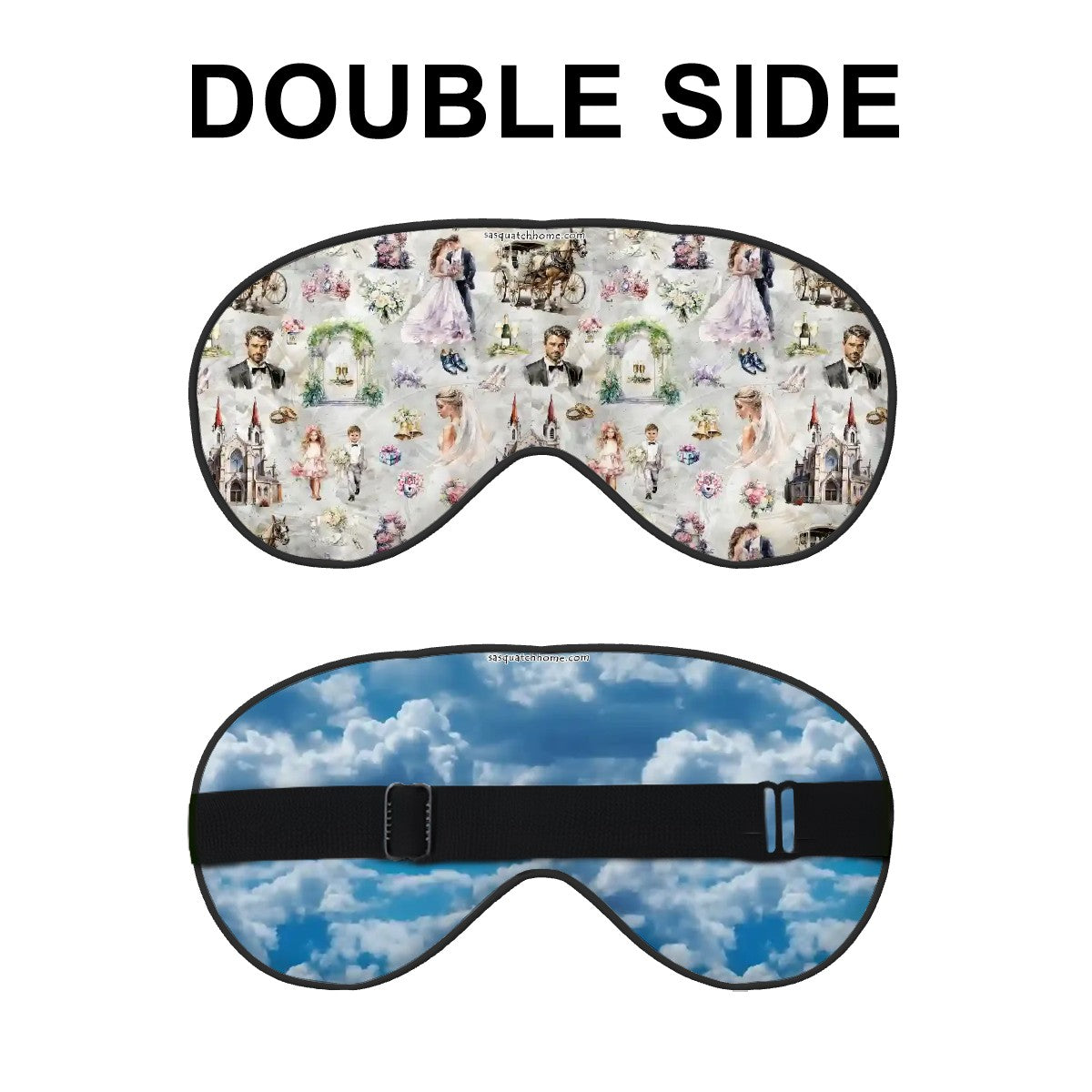Sleep Mask with Adjustable Buckle - Wedding Design, Cloud Design