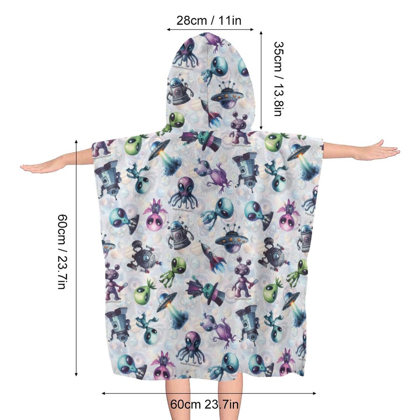 Aliens - Hooded Terry Cloth Pullover Towel for Kids, Children
