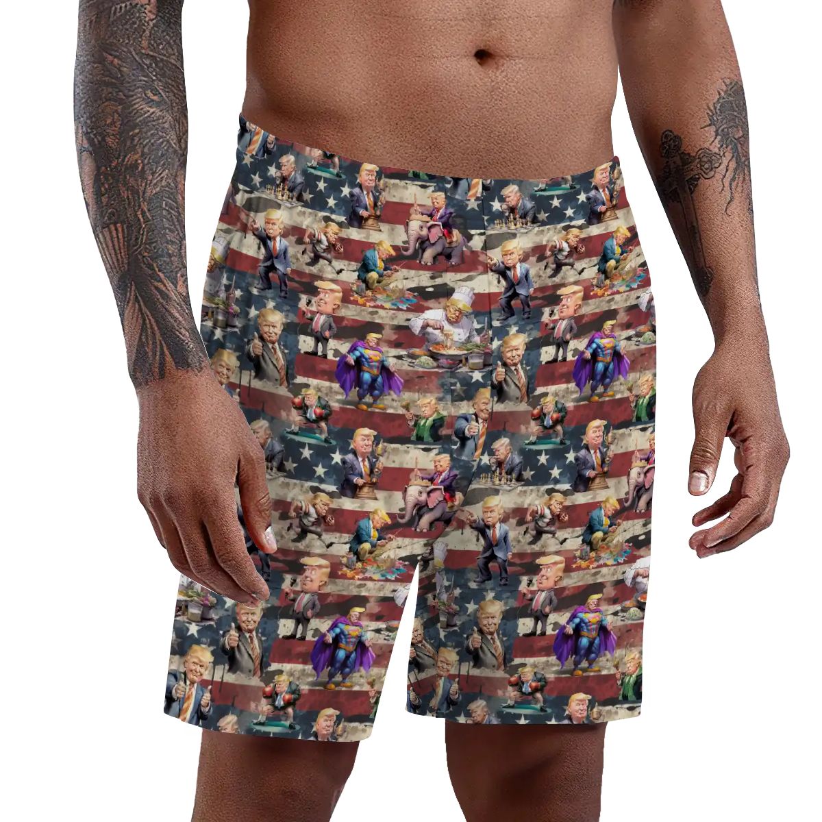10 Donald Trump Designs, Men’s Polyester, pocketed, pajama Shorts