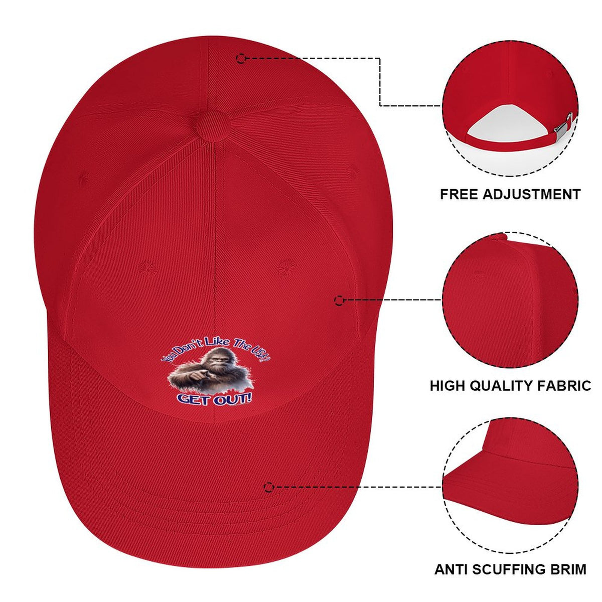 Bigfoot, Sasquatch “You don't like the USA..", Baseball Cap – 8 Colors
