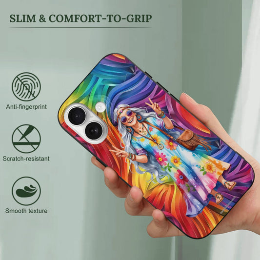 Hippie Lady, iPhone 17 TPU Black Phone Case