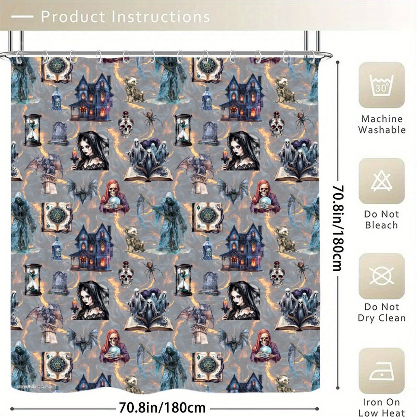20 Misc Designs, Waterproof Polyester Shower Curtain – Made in the USA – 70.8x70.8”