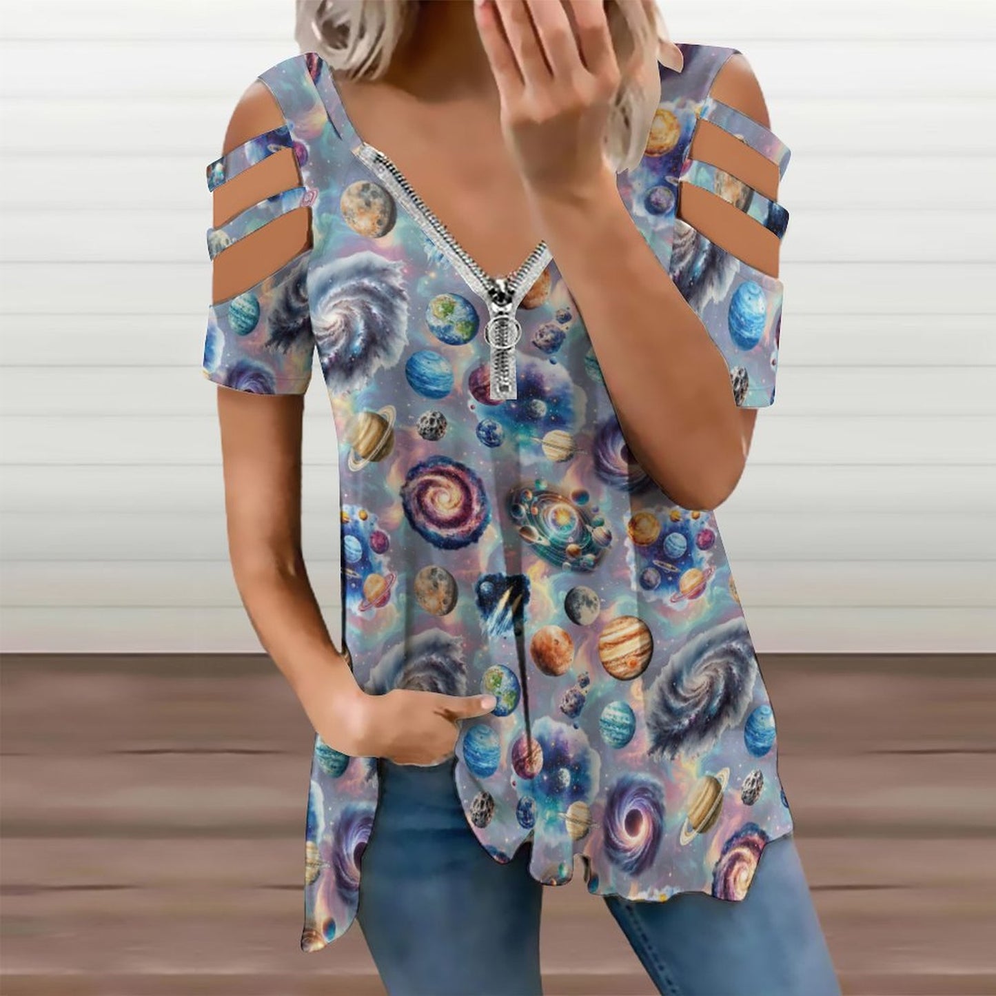 20 Awesome Misc Designs, Women's Zipper T-Shirts