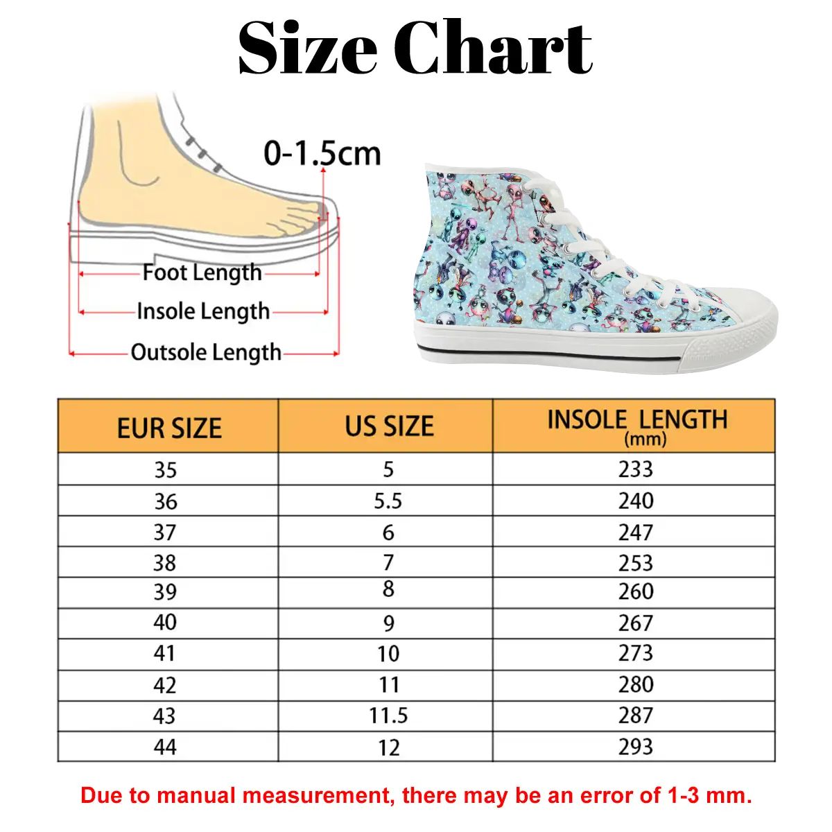 6 Alien Designs, Women's High Top Canvas Shoes