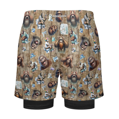 Sasquatch, Bigfoot Themed, Men Beach Shorts / Swim trunks with 4 Pockets