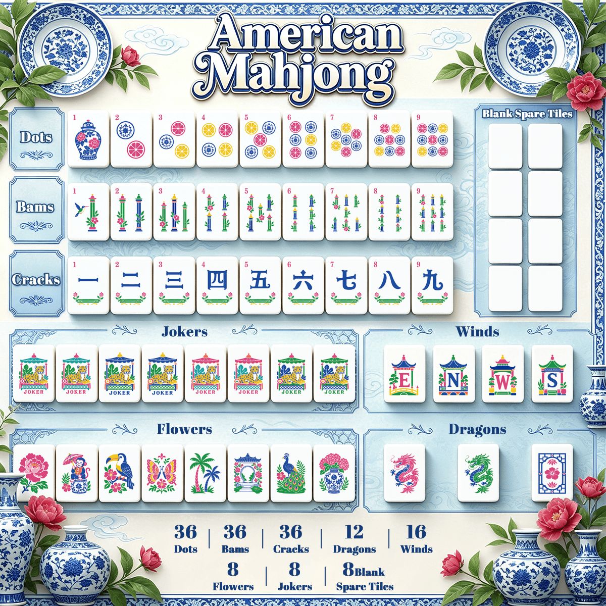 Sasquatch With Service Dog Chinoiserie Chic American Mahjong Tiles