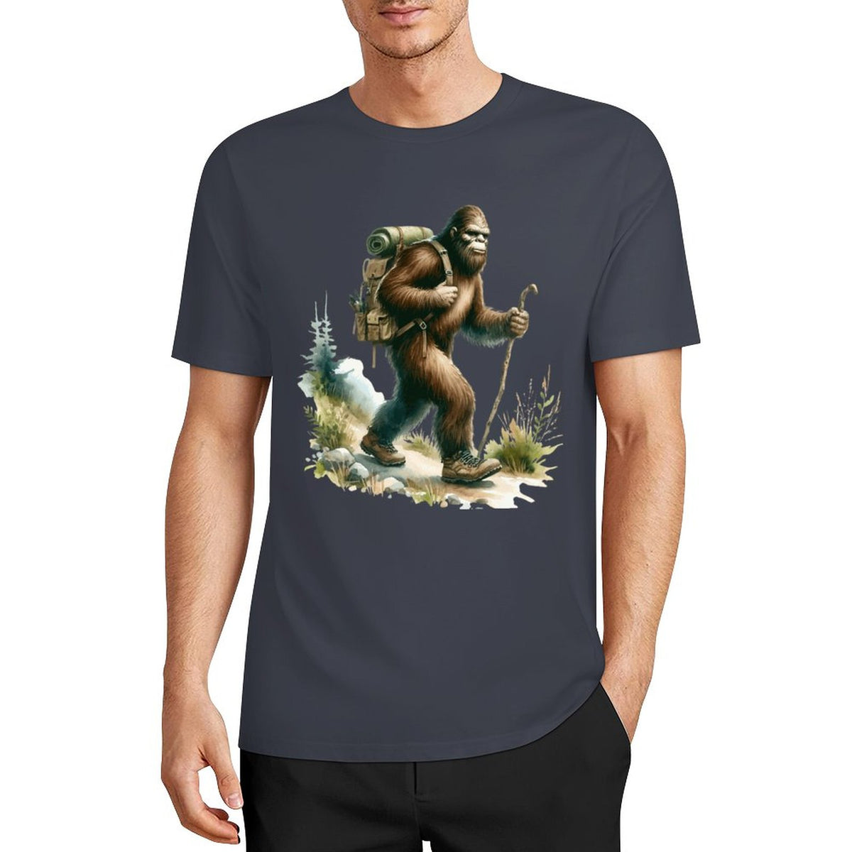 Bigfoot - Sasquatch Hiking Short Sleeve Cotton T-Shirt