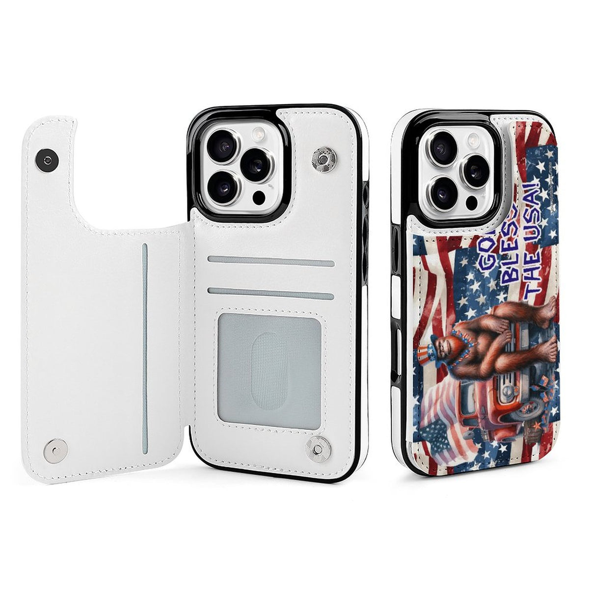 Patriotic Sasquatch / Bigfoot, iPhone 16 Faux Leather Wallet Case