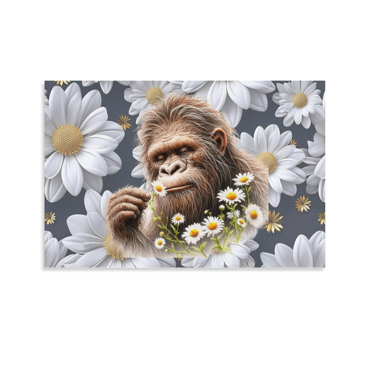 Sasquatch "Smell the Flowers" Hanging Poster (Horizontal 3:2)-12x18 inch/ 8x12 inch