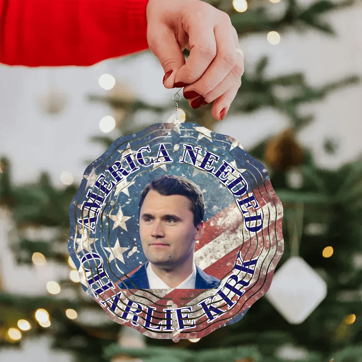 Charlie Kirk, US Made Hanging Metal 3D Wind Spinner, Ornament - MADE IN USA