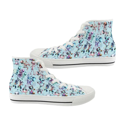 6 Alien Designs, Women's High Top Canvas Shoes