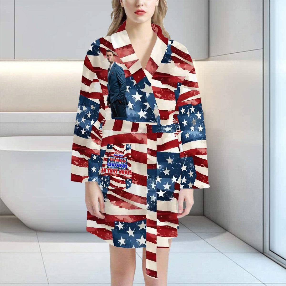 Charlie Kirk Memorial Women’s Bath Robe 33.5” Long
