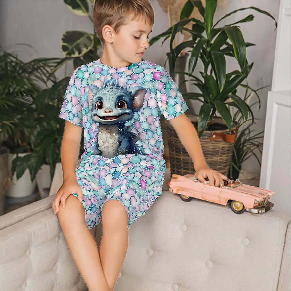 Pajama Sets for Kids Crew Neck Short Sleeve