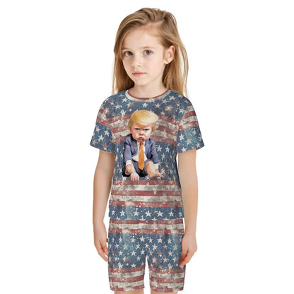 Children’s 2 Piece Short Pajama Set - Baby Donald Trump